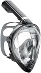 KUYOU Full Face Snorkel Mask for Adults, Snorkeling Gear, Foldable 180 Degree Panoramic View Snorkelling Diving Mask, Freely Breathe, Anti-Leak&Anti-Fog (Black Grey, S/M)