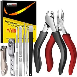 Alicates profesionales para uñas de pie, alicates para uñas gruesas y encarnadas fuertes, acero inoxidable para pedicura, cortaúñas, juego de 9 tijeras con lima de uñas