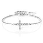 Verozi 925 Sterling Silver Minimalist Cross Bracelet for Women, Cubic Zirconia AAAAA Bracelet, Fine Jewellery Gifts for Women & Girls, Assured Purity & 6 Month Warranty*