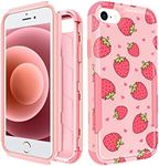 Plakill for iPhone SE Case 2020/2022/3rd Generation, for iPhone 8/7 Case, Heavy Duty Protective Strawberry Cute Phone Cover for Women Men Girls Boys Hard Cases for iPhone 7/8/SE