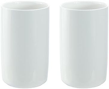 Gaolinci 2 Pcs Simple White Ceramic Mouthwash Cups, Bathroom Brushing Cup, 10 Oz