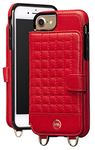 Sena Isa Crossbody Snap on, hands free crossbody quilted wallet case for iPhone 7 - Red