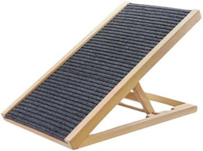 Floofi 100x45cm Wooden Adjustable Pet Ramp Portable Convenience Foldable Design Sturdy Steps Climbing Comfortable for Dog Dark Grey and Wood