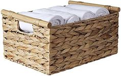 Hand-Woven Wicker Basket With Handl