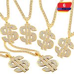 6 Pieces Gold Plated Chain Dollar Necklace for Men with Dollar Sign Pendant Necklace jewelry