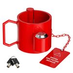 AUH 5th Wheel King Pin Lock, Heavy-Duty Steel Solid Steel 5th Wheel Hitch Lock Anti Theft Kingpin Lock for RVs, Container Trailers and Campers with Red Handles Warning Tag