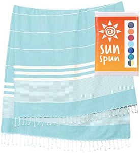 SUNSPUN LINENS Turkish Beach Towel, 39x63in Extra Large Quick Dry Towel Cotton Oversized Turkish Towel and Blanket for Adults Travel Turkish Bath Towels