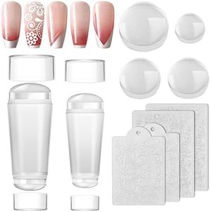 EBANKU 2PCS Clear Nail Stamper, Double Sided Silicone Jelly Stampers with 4PCS Scrapers and 4PCS Silicone Replace Nail Art Stamper Heads for Manicure Tools (2PCS)