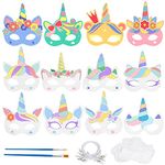 Landifor 24pcs Unicorn Colour-In Masks Kids White Card Masks DIY Graffiti Blank Painting Mask for Unicorn Birthday Party Carnival Masquerade Cosplay Dress Up Children To Make & Decorate