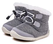 BMCiTYBM Baby Snow Boots Boys Girls Winter Infant Shoes Anti-Slip 6 9 12 18 24 Months Faux Fur Gray Size 6-12 Months Infant