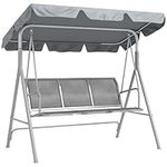 Outsunny 3-Seater Patio Swing, Outdoor Swing Chair, A Frame Porch Swing with Canopy Garden Hammock Glider Bed, Light Grey