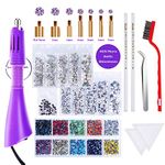 cridoz Hotfix Applicator with Rhinestones, Hot Fix Rhinestone Applicator Tool Kit with 4028Pcs Rhinestones, 7 Different Sizes Tips, Rhinestone Picker Pens and Brush for Cloth Bedazzler Craft