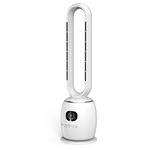 JSH Bladeless Hot & Cool Tower Fan Heater | 2000W Indoor Oscillating Home Room Warmth & Air Cooler | Remote Control Cold & Warm with Timer, Anti Tip & Overheat Protection