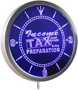 nc0415-b Income Tax Preparation e-File Service Neon Sign LED Wall Clock
