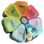 ZVZM Weekly Pill Organizer, Pill Box, Medicine Organizer with 7 Day, Large Capacity Compartments Weekly Pill Container, Portable Travel Case for Vitamin and Supplement (Colors)