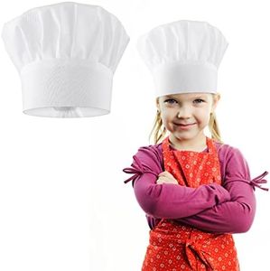 Lusofie Kids Chef Hat Adjustable White Chef Hats Elastic Kitchen Cooking Cap Baker Hat Chef Hat for Kids Girls Boys
