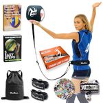 Volleyball Star Training Equipment - 1 Ball Rebounder for Solo Practice Your Serve And Spike +2 Setting Trainer Straps For a Proper Hand Placement +1 Drawstring Backpack +1 Handmade Bracelet