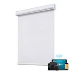 SmartWings Motorized Blind Work with Homekit Thread-Enabled, 100% Blackout Smart Shades with Remote Control, Automatic Roller Shade, Electric Blinds Custom Up to 110" W x 120" H, Essential White