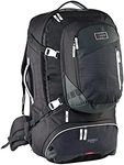 Caribee Journey Travel Backpack with Daypack, 75 Litre Capacity, Black, One Size