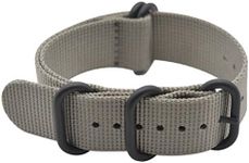 ArtStyle Watch Band with Ballistic Nylon Material Strap and High-End Black Buckle (Matte Finish Buckle) (19mm, Grey)