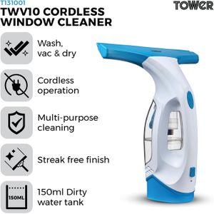Tower Cordless Window Vacuum Cleaner – Streak-Free Glass Cleaning