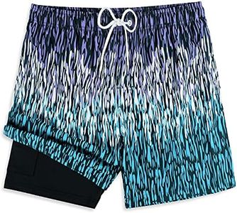 MILANKERR Compression Shorts for Men 5.5 inch Compression Lined Swim Trunks Men (Turquoise Lavender, X-Large)