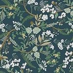 CiCiwind Self Adhesive Wallpaper Floral Contact Paper Green 40×300cm Peel and Stick Wallpaper Leaf Flower Stick on Wallpaper Removable Vinyl Wrap for Living Room Bedroom Kitchen Wall Cabinets Decor