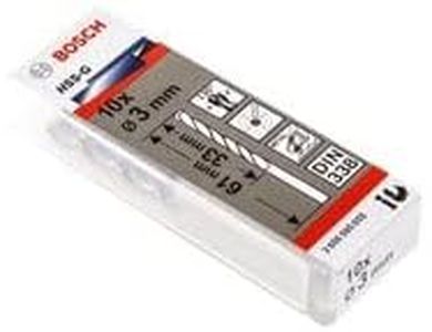 Bosch Professional Metal Drill Bits HSS-G With Diameter 3mmworking Length- 30mm, Total Length- 57mm, Pack Of 10