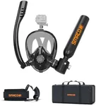 SMACO Mini Scuba Tank with Snorkel Mask 0.5L Portable Small Diving Tank with Full Face Diving Mask Lung Air Tank Sub Mask Reusable DOT Certified Pony Bottle for Snorkeling