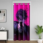 Loussiesd Cartoon Boy 30%-50% Room Darkening Blackout Curtain Boys Girls 150x203cm 1 Panel Killer Design Door Curtain for Doorway Privacy Kids Campus Boys Print Doors with Windows Hot Pink