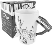 Fairly Odd Novelties Ceramic Black & White Piano Coffee Musician Mug, One Size, White, FON-10216