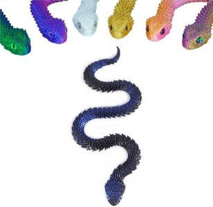 Nemoro 3D Printed Articulated Snake – 29.5'' Crystal-Like Movable Snake– Realistic Slithering Design, Collectible Articulated Model (Black Blue)