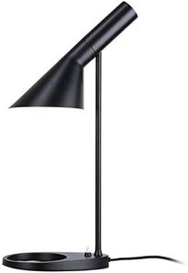 BarcelonaLED Lámpara de escritorio LED de diseño moderno metal nórdico casquillo E27 en negro para lectura estudiar Iluminación Interior Oficina Mesa de noche Salón Habitación Dormitorio y Estudio