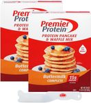 Premier Protein Pancake & Waffle Mix, Buttermilk Complete, 20 oz (Pack of 2) with By The Cup Spatula Knife