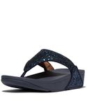 Fitflop Women's Lulu Glitter Flip Flops, Toe-Post Sandals, Comfortable with Natural Arch Support - Midnight Navy - 6 UK