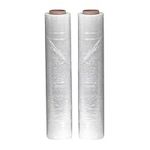 JeeJaan® 2 Rolls Clear Pallet Wrap 400mm x 250m, Non-Extended, 20mu - Strong Stretch Shrink Cling Film - Ideal for Wrapping - Warehouse, Moving House & Furniture