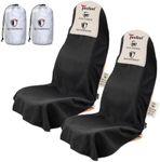 TESFEEL Car Seat Cover Towel GRS Certified Recycled, Waterproof & Washable, Non-Slip Universal Fit for Cars SUVs Trucks, Sweat Protection for Gym, Kids, Pets & Travel (Black, 2 Pack)