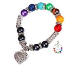 YIWEIYA 10 MM Beads 7 Chakra Healing Balance Stone Beaded Bracelet Yoga Balancing Reiki Healing Bracelet with Jewelry Bag and Gift Box Packaging