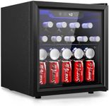EUHOMY 48 Can Beverage Refrigerator cooler-Mini Fridge Glass Door for Beer Drinks Wines, Countertop Beverage Fridge with Adjustable Shelves Blue LED for Home/Office/Dorm/Bar, 1.3 cu.ft