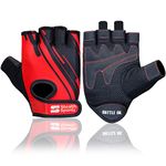 Stealth Sports Workout Gloves – Fingerless Weight Lifting Gloves for Men and Women –Padded Anti-Slip Gym Gloves – Breathable Lifting Gloves for Cycling, Gym, Fitness, Rowing, Training (Red,L)