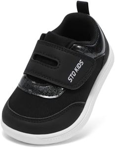 Toddler Wide Toe Box Shoes:Boys Barefoot Shoes,Baby First Walking Shoes Kids Tennis Running Sneakers, Canvas Casual Preschool Flat Non Slip Comfortable Lightweight Outdoor Black Viper Infant Size 4