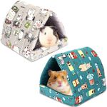 UPINS 2 Pack Guinea Pig Bed, Guinea Pig Hideout Washable Small Animal House Cage Accessories for Dwarf Rabbits Chinchillas Hamsters Hedgehogs Ferrets Bearded Dragons and Rats