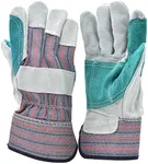 G & F Products G & F 5215L-5 Premium Suede Double Palm & Index Finger Work Gloves with 2 & 1/2 Rubberized Safety Cuff, 5 Pair Pack, Large, Grey