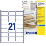 Avery Printable, customisable Address Mailing Labels, Inkjet Printers, 21 per A4 Sheet, 525 Labels, QuickDRY (J8560), 25 Sheets