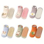 Style Keepers 5 Pair Baby Socks for Boys & Girls 1-3 Years | Toddler Cartoon Socks with Anti Slip Silicone Sole | Comfortable Lycra Cotton Non Slip Grip Ankle Socks | Multicolor Multi Design