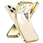 Supdeal Crystal Clear Case for iPhone 14 Pro, [Not Yellowing] [Camera Protection] [Military Grade Drop Tested] Transparent Shockproof Protective Phone Case Soft Silicone Slim Cover, 6.1 inch, Gold