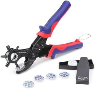 WORKPRO Pince Perforatrice avec 6 Tailles de Poinçon Interchangeables pour Tissu, Ceinture en Cuir, Sac, Plastique, Papier
