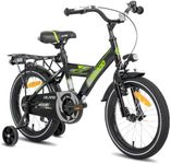 Hiland 16 Inch Kids bike, Black Bicyles for Boys and Girls from 4 5 6 7 Years, with Luggage Rack Stabilisers