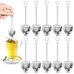 10Pcs Tea Strainers for Loose Tea - Heart Shaped Tea Filter Set Long Spoon Stainless Steel Tea Infusers for Loose Tea Strainer, Silver Loose Leaf Tea Steeper Mesh Strainer Tea Infuser Filter Spoon Set