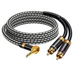 Wekuant Audiophile RCA Cable, [1M/3.2Feet, Silvered-plated copper core] 3.5mm Male to 2RCA Male Stereo Audio Adapter Cable with outer diameters 6.5mm for Smartphones, Tablets, Speakers, HDTV